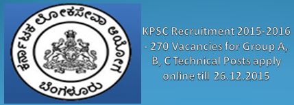 Karnataka PSC Recruitment 2015 | PSC-01/RTB-2/2015 DATED 21-11-2015 ...